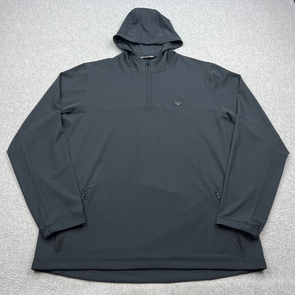 TravisMathew Hoodie Men XL Black Ancient Ruins 1/4 Zip Golf Performance Pullover